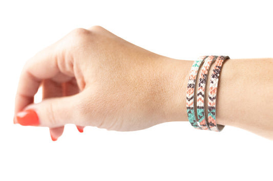 Leather Bracelet / Ultra Skinny Sliced Cuff / Santa Fe Sunrise