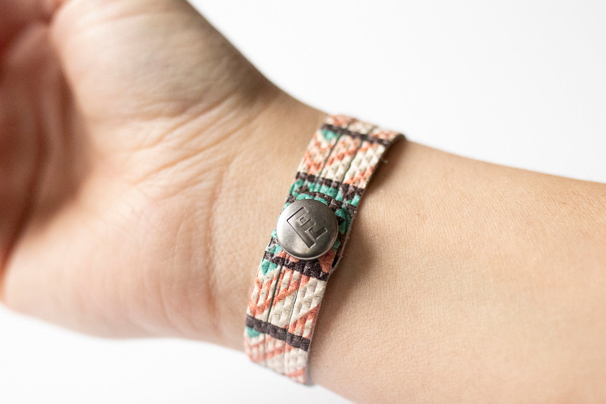 Leather Bracelet / Ultra Skinny Sliced Cuff / Santa Fe Sunrise