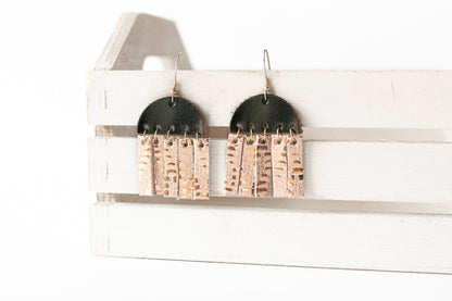 Leather Earrings / Cinque Luci / Metallic Black