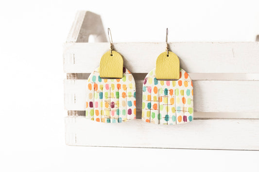Leather Earrings / Fringies / Confetti Cork & Margarita