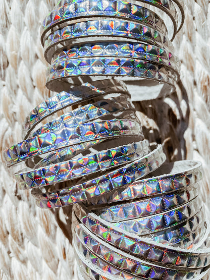 Leather Bracelet / Slim Wrap Cuff / Prism
