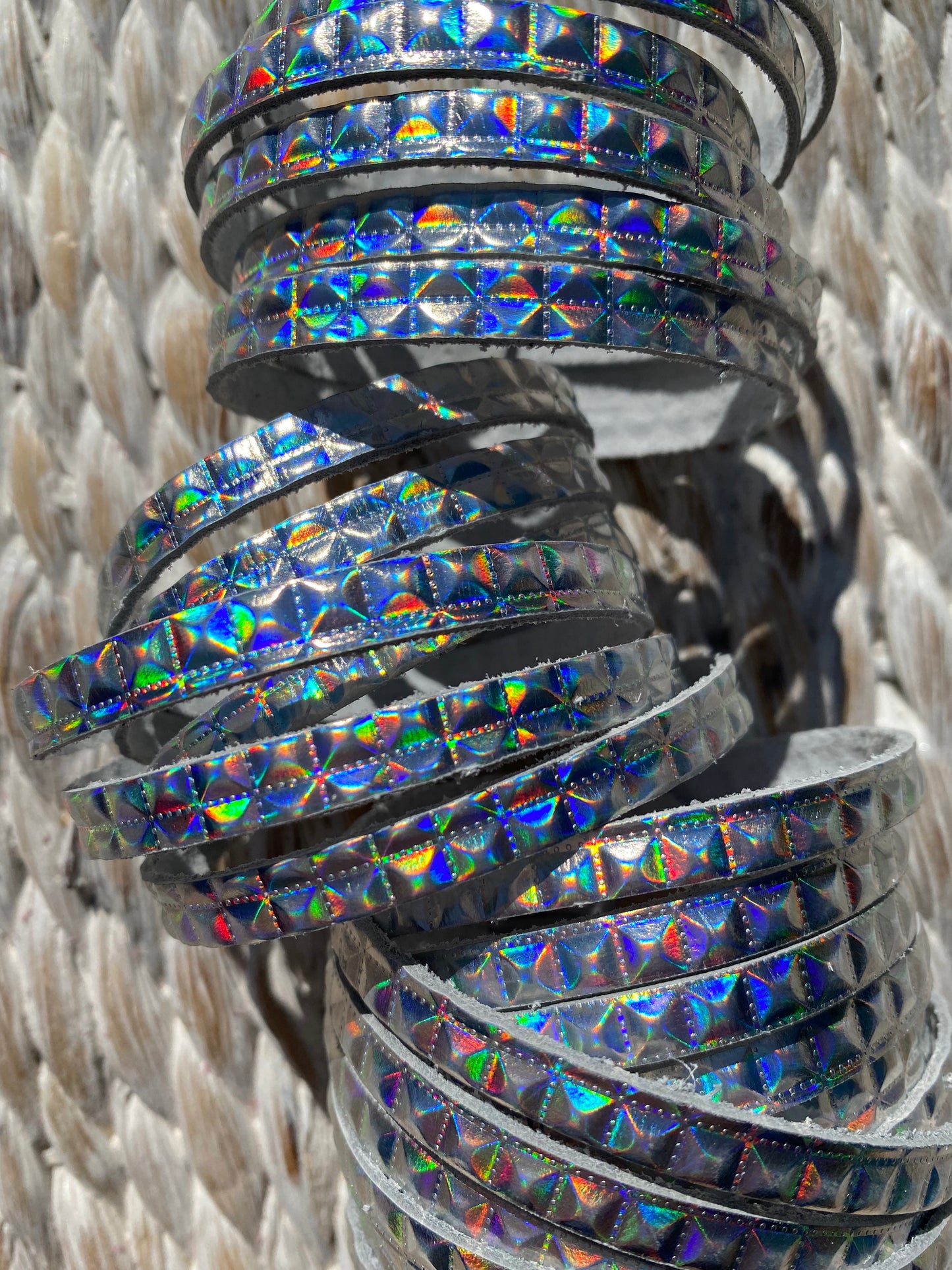 Leather Bracelet / Ultra Skinny Sliced Cuff / Prism
