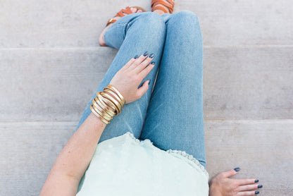 Leather Bracelet / Original Sliced Wrap Cuff / Metallic Bronze