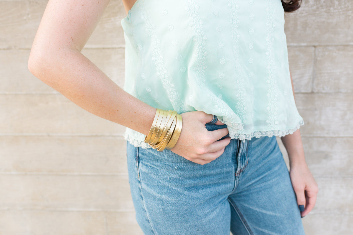 Leather Bracelet / Original Sliced Wrap Cuff / Prism