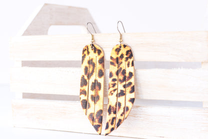 Leather Earrings / Fringe / Leopard Shimmer