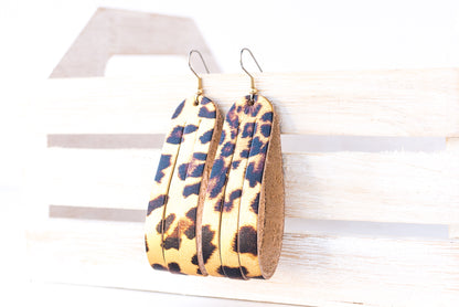 Leather Earrings / Sliced Leather / Leopard Shimmer