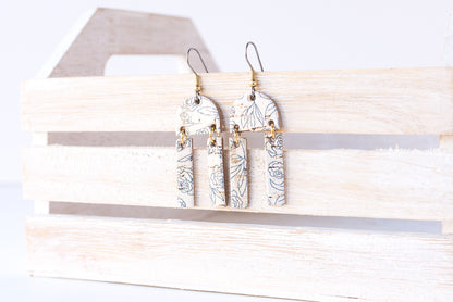 Leather Earrings / Mini Sunrays / Simple Roses Cork