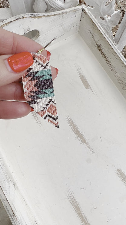 Leather Earrings / Mini Fringe / Santa Fe Sunrise