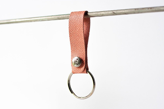 Leather Keychain / Snap Loop / Summer Peach